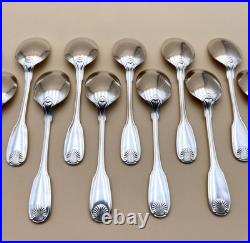 12 cuillères à glace CHRISTOFLE modèle COQUILLE VENDOME métal argenté 13 cm