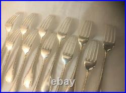 12 fourchette & 12 cuillère CHRISTOFLE modèle PERLES métal argenté Couvert 20,5