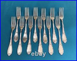 12 fourchettes à entremet ERCUIS modèle POMPADOUR métal argenté ménagère table