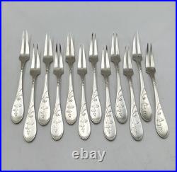 12 fourchettes à escargot modèle GINKGO par VICTOR SAGLIER métal argenté 14,8 cm