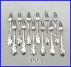 12 fourchettes à escargot modèle GINKGO par VICTOR SAGLIER métal argenté 14,8 cm