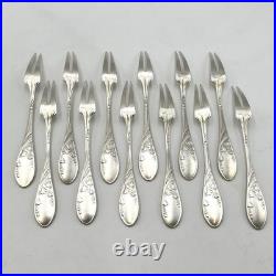 12 fourchettes à escargot modèle GINKGO par VICTOR SAGLIER métal argenté 14,8 cm