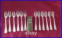 12 fourchettes a gâteau en métal argenté Christofle modèle America L 15,7 cm