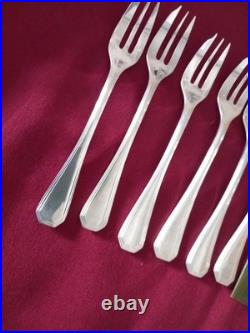 12 fourchettes a gâteau en métal argenté Christofle modèle America L 15,7 cm