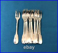 12 fourchettes à gâteaux CHRISTOFLE modèle CLUNY métal argenté Couvert 15,8 cm