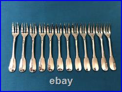 12 fourchettes à gâteaux CHRISTOFLE modèle CLUNY métal argenté Couvert 15,8 cm
