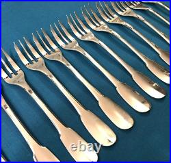12 fourchettes à gâteaux CHRISTOFLE modèle CLUNY métal argenté Couvert 15,8 cm
