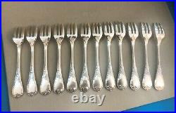 12 fourchettes à gateaux CHRISTOFLE modèle MARLY métal argenté Ménagère 16 cm