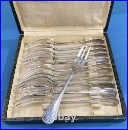 12 fourchettes à gâteaux CHRISTOFLE modèle MAROT BERAIN métal argenté couvert