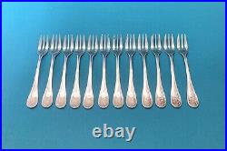 12 fourchettes à gâteaux CHRISTOFLE modèle PERLES métal argenté couvert 16 cm