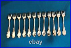 12 fourchettes à gâteaux CHRISTOFLE modèle POMPADOUR métal argenté 15,8 cm