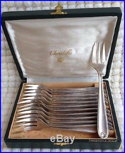 12 fourchettes à gâteaux Christofle modèle coquille Bérain métal argenté