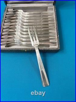 12 fourchettes à gâteaux ERCUIS modèle PIERREFONDS métal argenté ART DÉCO 16,5