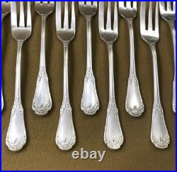 12 fourchettes à gâteaux SFAM modèle LOUIS XIV métal argenté Couvert 16,2 cm