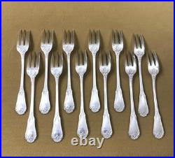 12 fourchettes à gâteaux SFAM modèle LOUIS XIV métal argenté Couvert 16,2 cm