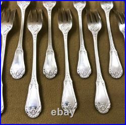 12 fourchettes à gâteaux SFAM modèle LOUIS XIV métal argenté Couvert 16,2 cm