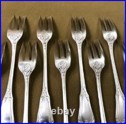 12 fourchettes à gâteaux SFAM modèle LOUIS XIV métal argenté Couvert 16,2 cm