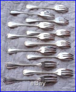 12 fourchettes à gâteaux métal argenté modèle Rubans orfèvrerie Christofle