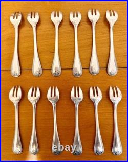 12 fourchettes à huître CHRISTOFLE modèle Malmaison en métal argenté