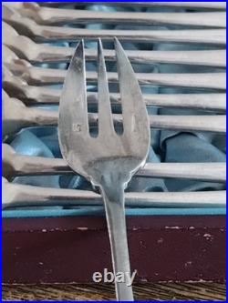 12 fourchettes à huîtres CHRISTOFLE modèle JAPONAIS metal argenté 14,5 cm Ancien