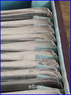 12 fourchettes à huîtres CHRISTOFLE modèle JAPONAIS metal argenté 14,5 cm Ancien