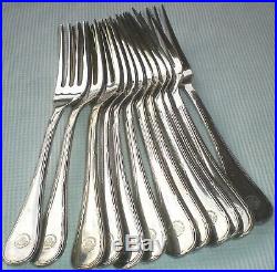 12 fourchettes à poisson Chrisotel modèle rubans métal argenté CARLTON CANNES