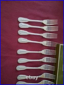 12 fourchettes à poisson en métal argenté modèle coquille Vendôme