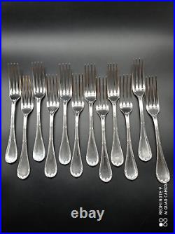 12 fourchettes de table Christofle métal argenté modèle RUBAN CROISES, 21 cm