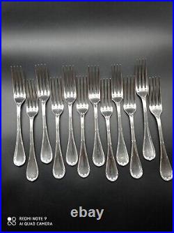 12 fourchettes de table Christofle métal argenté modèle RUBAN CROISES, 21 cm