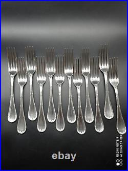 12 fourchettes de table Christofle métal argenté modèle RUBAN CROISES, 21 cm