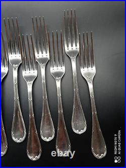 12 fourchettes de table Christofle métal argenté modèle RUBAN CROISES, 21 cm