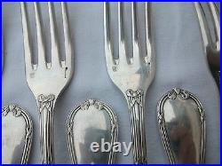 12 fourchettes de table en métal argenté modèle ruban orfèvre christofle