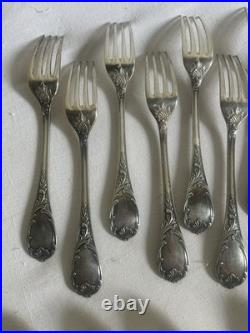 12 fourchettes de table et 12 cuillères métal argenté christofle modèle marly