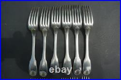 12 fourchettes en métal argenté christofle modèle coquille vendôme 20,5 cm