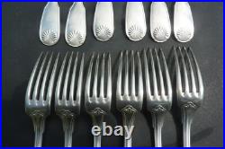 12 fourchettes en métal argenté christofle modèle coquille vendôme 20,5 cm