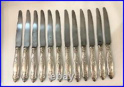 12 grand couteaux ART NOUVEAU métal argenté BOULENGER modèle TULIPE table 25,5cm