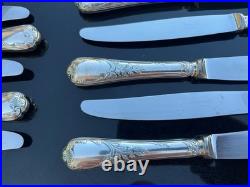 12 grand couteaux de table CHRISTOFLE modèle MARLY métal argenté Couvert 24,5 cm