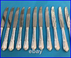 12 grand couteaux de table ERCUIS modèle CONTOURS VICTORIA métal argenté couvert