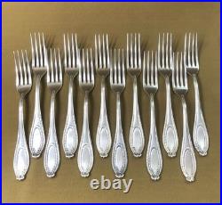 12 grand couvert Modèle LOUIS XVI RUBAN métal argenté Fourchette Cuillère 21,5cm