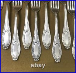 12 grand couvert Modèle LOUIS XVI RUBAN métal argenté Fourchette Cuillère 21,5cm