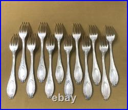 12 grand couvert Modèle LOUIS XVI RUBAN métal argenté Fourchette Cuillère 21,5cm