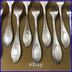 12 grand couvert Modèle LOUIS XVI RUBAN métal argenté Fourchette Cuillère 21,5cm