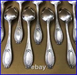 12 grand couvert Modèle LOUIS XVI RUBAN métal argenté Fourchette Cuillère 21,5cm