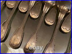 12 grandes cuillères fourchettes modèle filet Louis XV métal argenté Christofle
