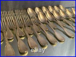 12 grandes cuillères fourchettes modèle filet Louis XV métal argenté Christofle