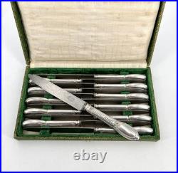 12 grands couteaux BOULENGER modèle LOUIS XVI RUBANS métal argenté 25,5 cm