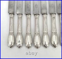 12 grands couteaux BOULENGER modèle LOUIS XVI RUBANS métal argenté 25,5 cm