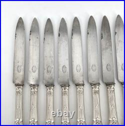 12 grands couteaux BOULENGER modèle LOUIS XVI RUBANS métal argenté 25,5 cm