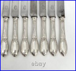 12 grands couteaux BOULENGER modèle LOUIS XVI RUBANS métal argenté 25,5 cm