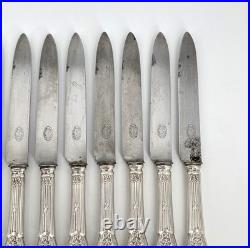 12 grands couteaux BOULENGER modèle LOUIS XVI RUBANS métal argenté 25,5 cm